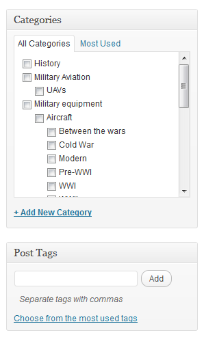 Categories and tags